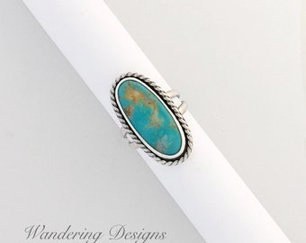 Fox Mine Turquoise Ring: Handmade Sterling Silver Gemstone, Size 4.25