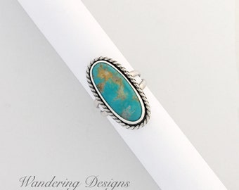 Fox Mine Turquoise Ring, Sterling Jewelry, Turquoise Jewelry, Wandering Designs, Size 4.25, Silversmith, Fashion Jewelry, Handmade, Gemstone