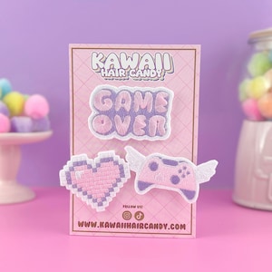 Pastel Gamer Girl Hair Clip Set, Kawaii Accessories, Gamer Gifts, Gifts For Girlfriend, Gaming Hair Clip, Video Games, Fashionable Gifts