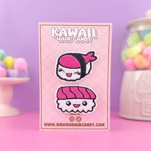Kawaii Sushi Hair Clips - Cute Accessories - Pop Culture Fashion - Weeb Gifts - Gifts For Food Lover - Harajuku Style