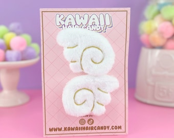 Set di fermagli per capelli in peluche a forma di ali d'angelo kawaii