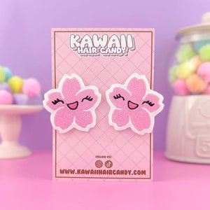 Super Cute Kawaii Japanese Cherry Blossom Hair Clips - Harajuku Clothing - Weeb Gifts - Kawaii Clothing - Kawaii Accessories - Cute Gifts