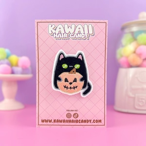 Cute Kawaii Halloween Pumpkin Black Cat Hair Clip For Women - Kawaii Clothing - Anime Gifts - Harajuku Clothing - Kawaii Hair Accessories
