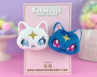 Pluszowy zestaw spinek do włosów w stylu anime Kawaii Celestial Cat, ubrania Kawaii, urocze akcesoria Harajuku, prezent dla miłośników kotów, szalona kocica, sklep Weeb