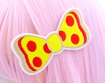 Horquilla de pizza para niñas, regalos de pizza, regalos nerd, regalos weeb, lazo para el cabello de verano, regalo para amantes de la comida, cumpleaños al aire libre, lazo para el cabello para fiesta de pizza