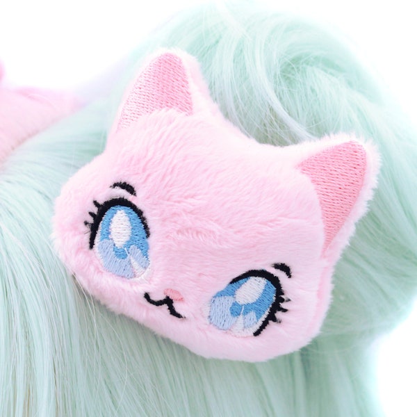 Super Cute Kawaii Pink Cat Plush Hair Clip - Kawaii Hair Accessories - Kawaii Plushie - Harajuku Clothing - Kawaii Clothing - Weeb Gifts