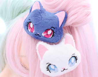 Plush Anime Style Kawaii Cat Cute Hair Clip Set, Cat Girl, Crazy