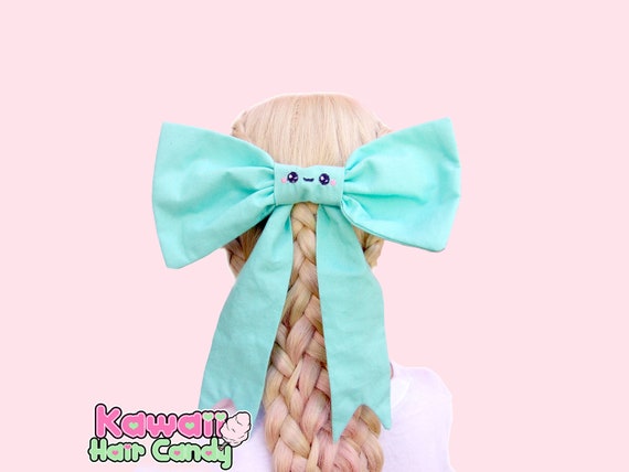Pastel pink hair bow on clip 6/" Pin up Kawaii