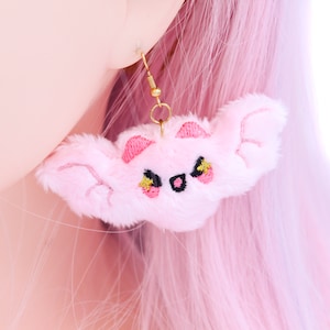 Super Cute Kawaii Gothic Plush Bat Anime Earrings For Halloween - Weeb Gift - Harajuku Accessories - Kawaii Aesthetic - Pastel Goth Clothing