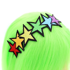 Super Cute Kawaii Rainbow Stars Womens Headband - Pride Accessories - Rockabilly Accessory - Gifts For Teen Girls - Gift Under 20