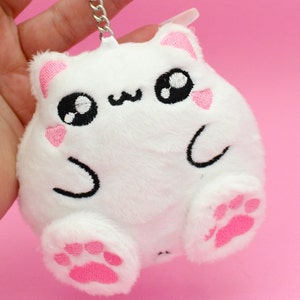 Cute Anime Cat Kawaii Plushie Kitty Keychain - Cute Keychains For Women - Cat Plush - Harajuku Accessories - Kawaii Clothing - White