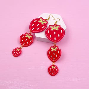Strawberry Fruit Earrings, Dangle Earrings, Fruit Jewelry, Summer Statement Earrings, Summer Jewelry Accessories, Sweet Fun Gifts For Her