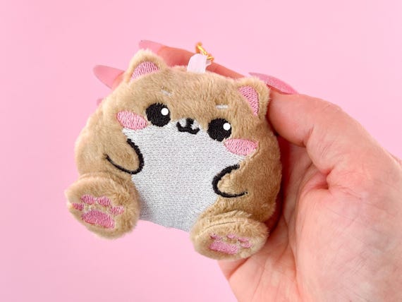 Chibi Shiba Inu Keychain, Kawaii Plush Dog Charm, Gift for Teens, Cute Bag Accessory, Backpack or Purse Charm, Dog Lover Gift, Made In USA