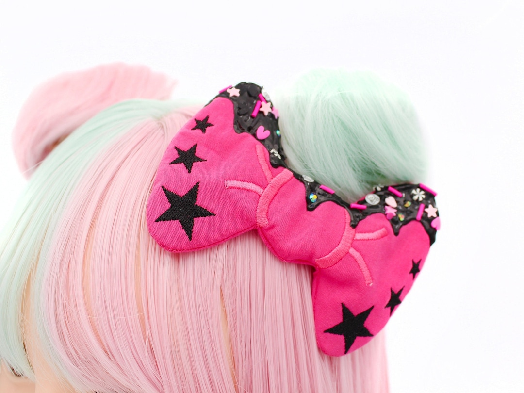 Super Cute Kawaii Yume Frosted Decoden Hair Clips - Pink - Kawaii Hair Candy