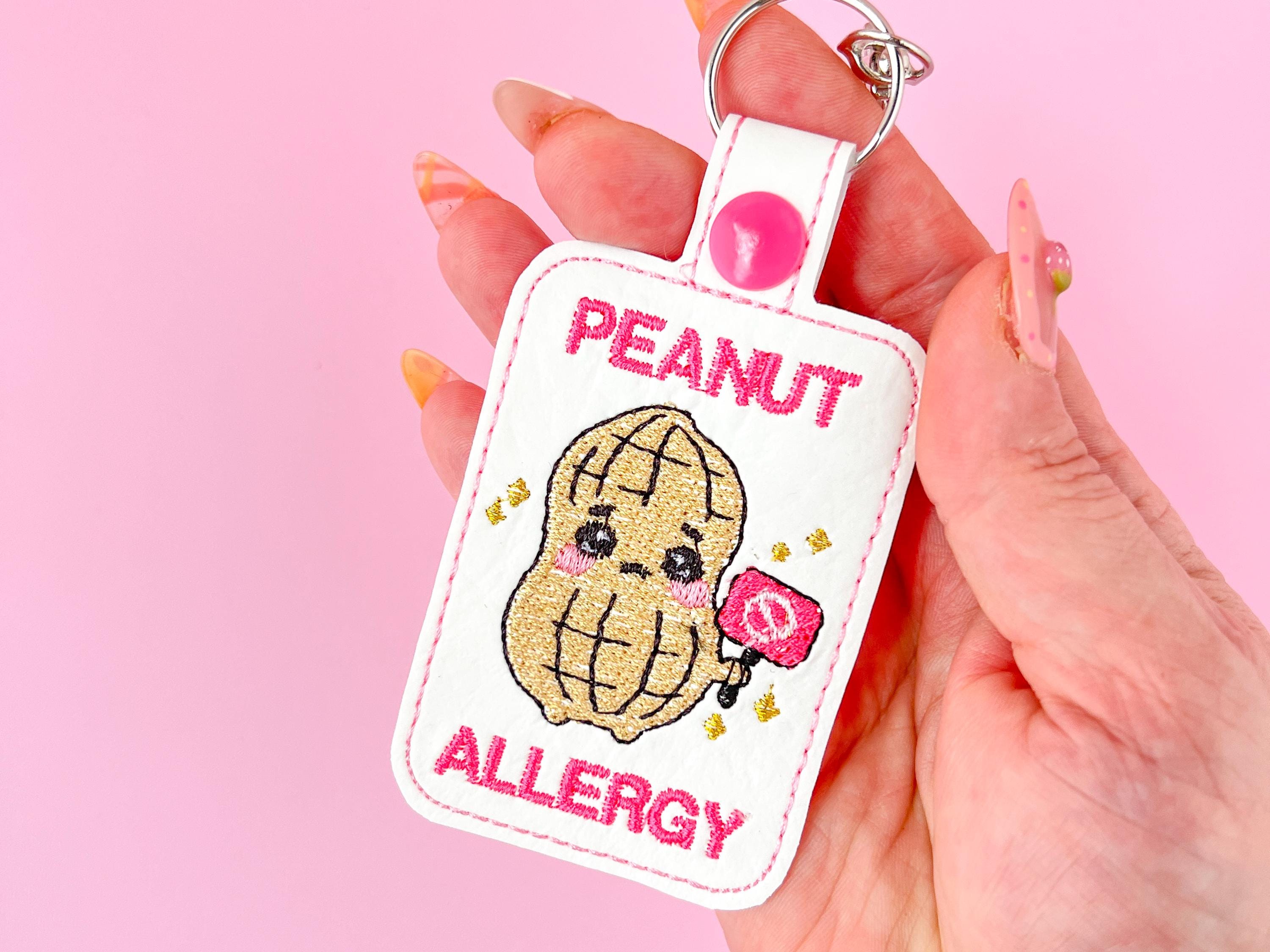 Kawaii Peanut Allergy Keychain Alert Tag, Awareness Snap Tab, No Peanuts Keychain Charm, Allergy Safety Accessory, Cute Tag For Backpack