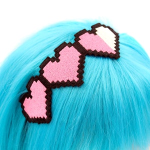 Retro Gamer Life Hearts Headband For Women - Gamer Girl Accessories - Unisex Clothing - Embroidered Headband - Gifts Under 20 - Nerdy Gifts