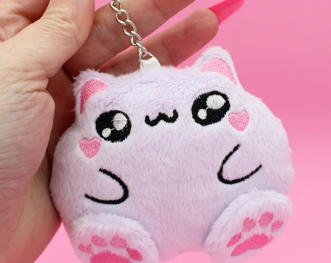 Cute Anime Cat Kawaii Plush Kitty Keychain - Cute Keychains - Cat Plush - Kawaii Plushie - Harajuku Accessories - Kawaii Clothing