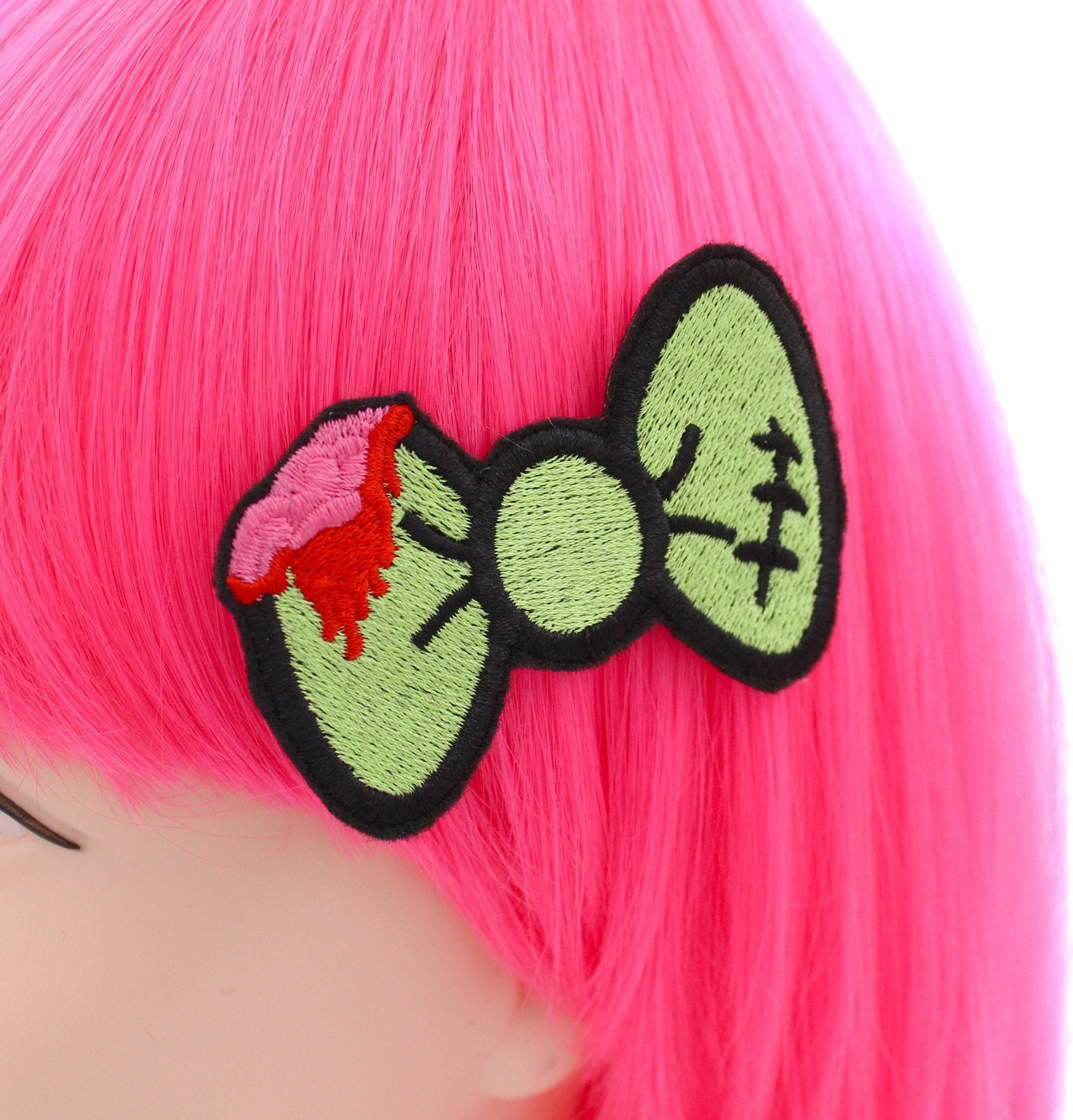 Gothic Horror Zombie Bow Hair Clips - Novelty Halloween Costume