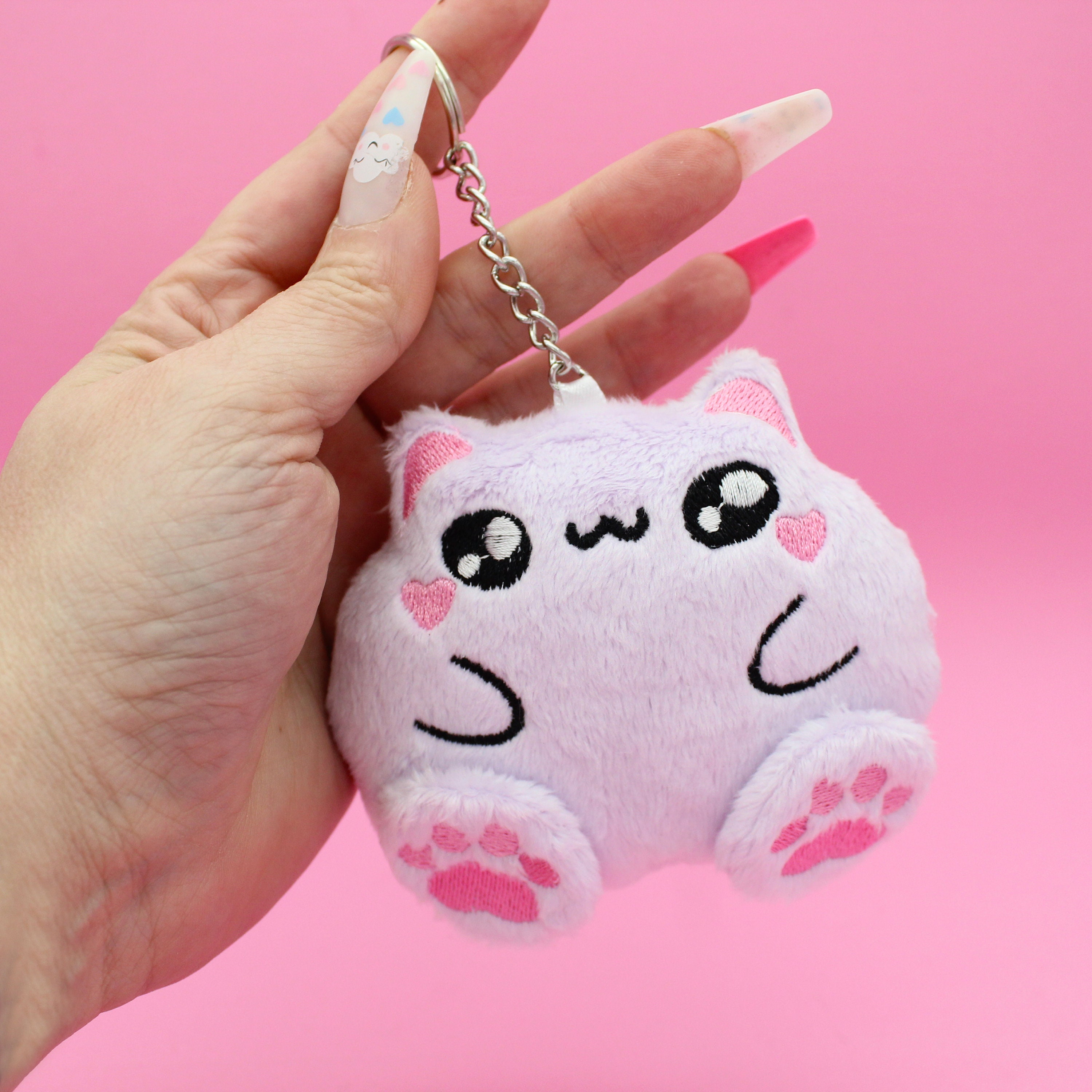Cute Anime Cat Kawaii Plush Kitty Keychain - Cute Keychains - Cat
