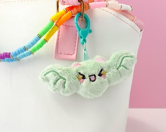 Brelok do kluczy Pastel Goth Kawaii Bat, akcesorium na Halloween, akcesorium do torebki, prezent dla nastolatków, pluszowa zawieszka do torby, zawieszka do plecaka, urocze akcesoria