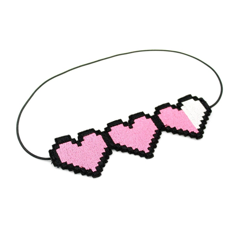 Retro Gamer Life Hearts Headband For Women Gamer Girl Accessories Unisex Clothing Embroidered Headband Gifts Under 20 Nerdy Gifts image 2