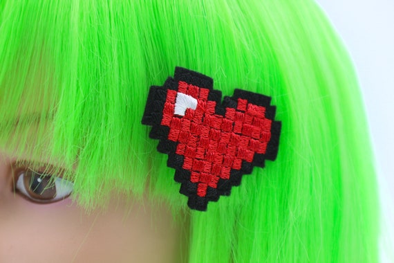 Pixel Heart Hair Clips - Etsy