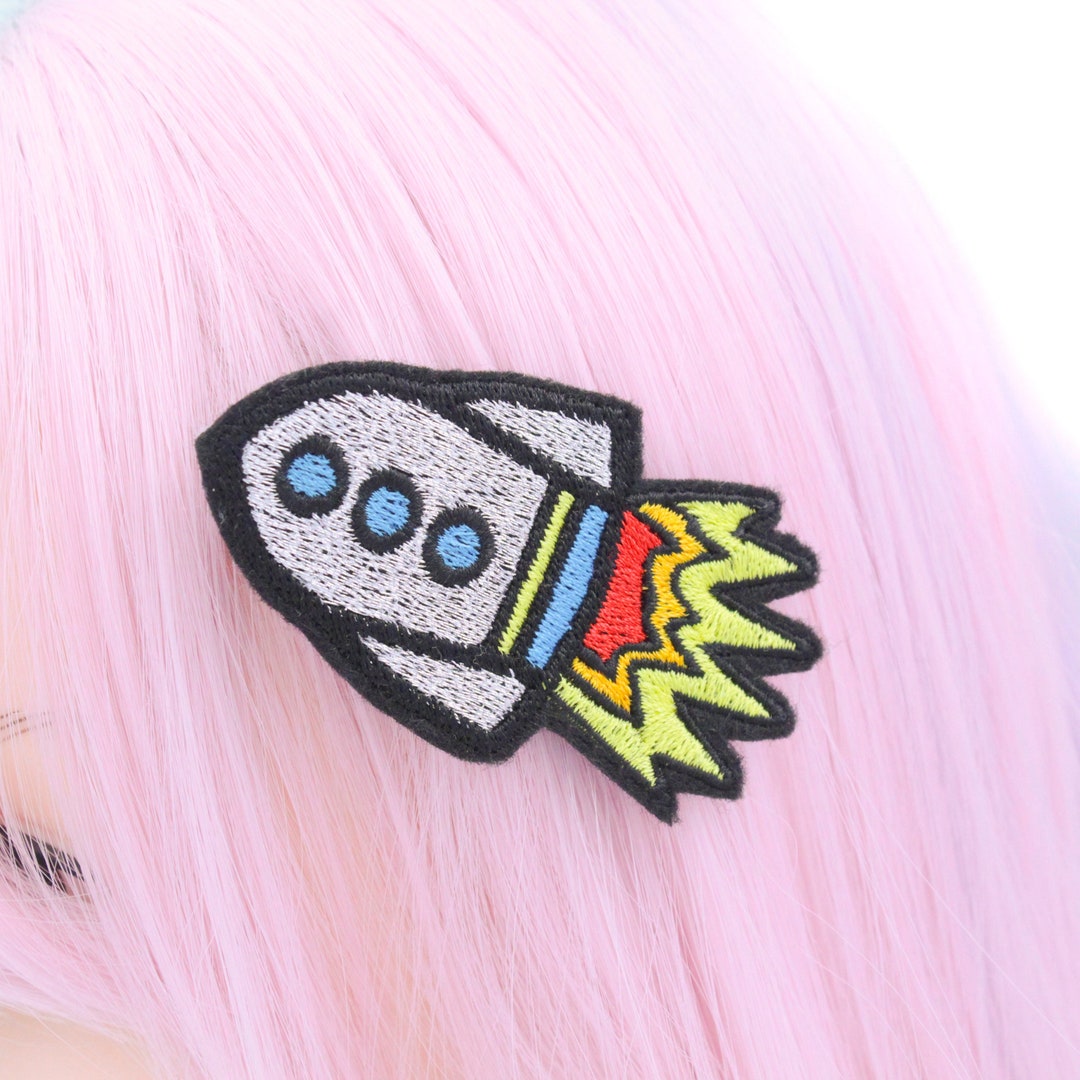 Rocketship Clips Silver Rocket Ship Hair Clip for Space Lovers, Outer Space Birthday ...