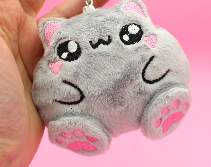 Cute Anime Cat Kawaii Plush Kitty Keychain - Harajuku Accessories - Kawaii Clothing - Cute Keychains - Cat Plush - Kawaii Plushie