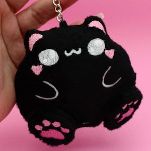 Cute Anime Cat Kawaii Plushie Kitty Keychain - Cute Keychains For Women - Cat Plush - Harajuku Accessories - Kawaii Clothing - Black