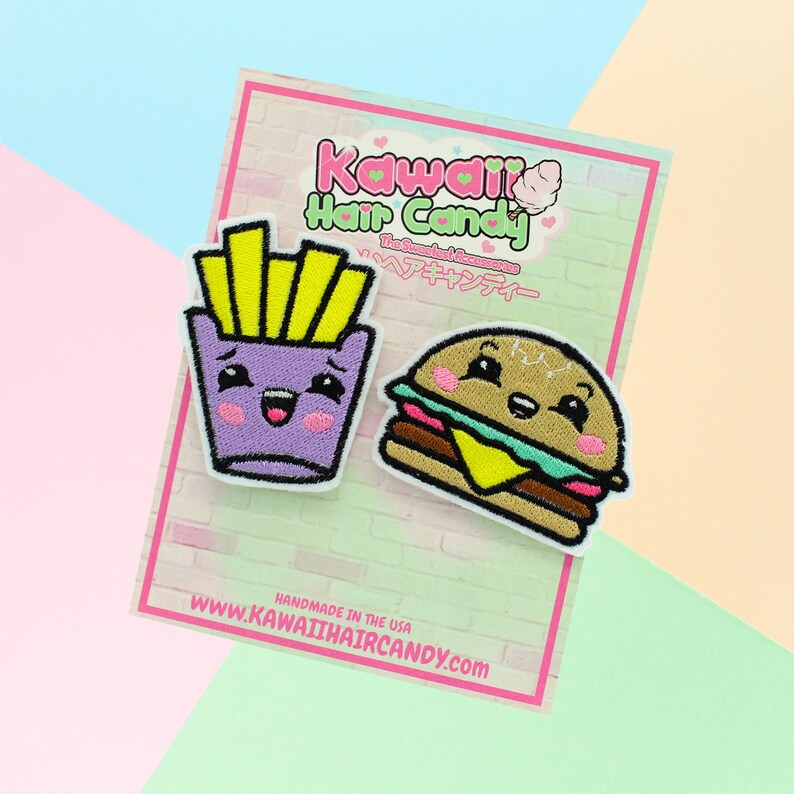 Kawaii Burger And Fries Hair Clips 