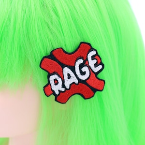 Anime Manga inspired Rage Embroidered Hair Clip - Gifts For Weebs - Nerdy Fashion - Geek Accessories - Gifts Under 20 -  Comic Con Cosplay
