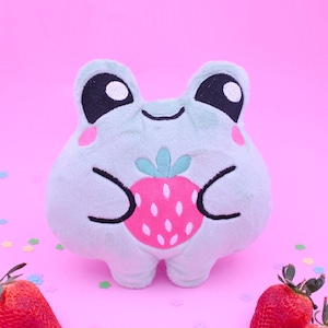 Kawaii Strawberry Frog Plushie, Stuffed Animal Plush, Kawaii Plush, Decorative Plush, Cute Plush, Animal Toy, Soft Plushie Gift For Girls
