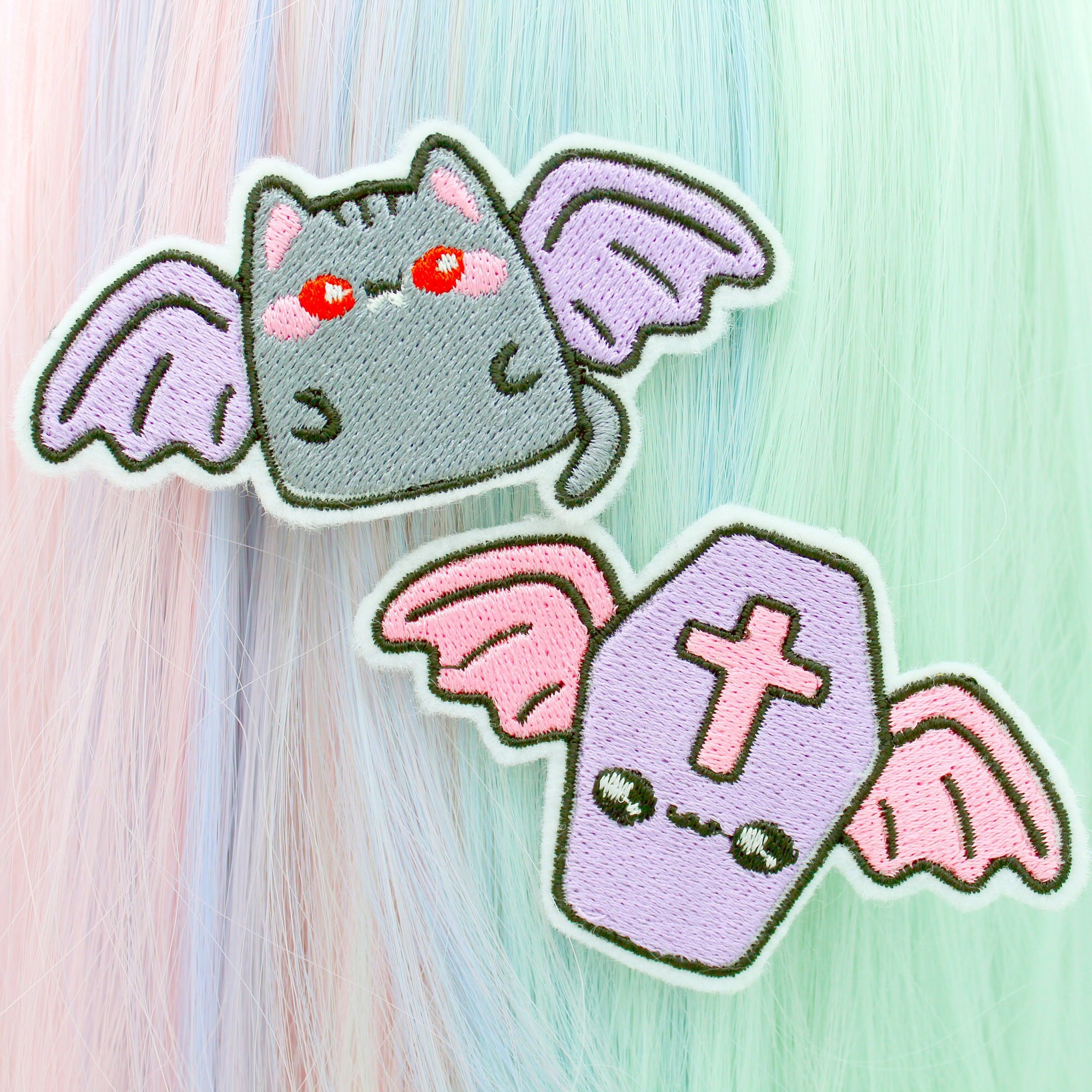 Kawaii Pastel Goth Vampire Cotton Candy Hair Clips - Kawaii Hair Candy