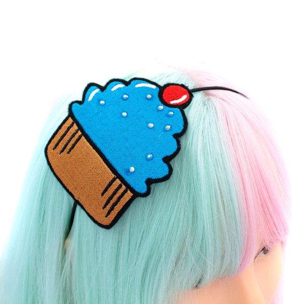 Bandeau Pop Art Candycore Cupcake | Bandeau de bande dessinée | Mode Kawaii Harajuku | Ensemble cadeau bandeau d'anniversaire | Accessoires de cosplay