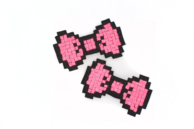Pixel Art Hair Bows Neon Pink
