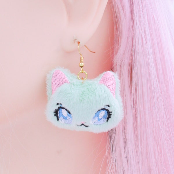 Super Cute Kawaii Cat Plushie Anime Earrings - Cool Earrings - Kawaii Earrings - Cat Earrings - Japanese Earrings - Harajuku Clothing - Weeb