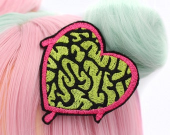 Rockabilly Zombie Brains Bleeding Heart Hair Clip - Hair Accessories - Gifts Under 20 - Gifts For Her - Geek Fashion - Nerd Gifts