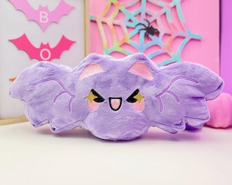 Giant Lavender Plush Bat Pillow, Creepy Cute Pastel Goth Home Decor, Plush Halloween Holiday Gift For Her, Kawaii Soft Plushie Throw Pillow