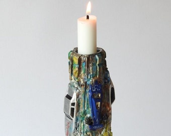 Candle Holder, Cars sculpture, found objects, Tower