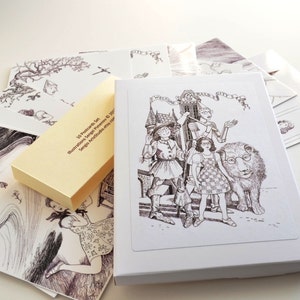 Wizard of Oz Gift Set, Story Cards, black and white drawings, Postcards Set image 1