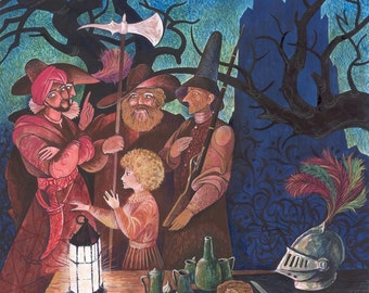 Obras de arte en acuarela, Comunión secreta con un ángel volador, dibujo original