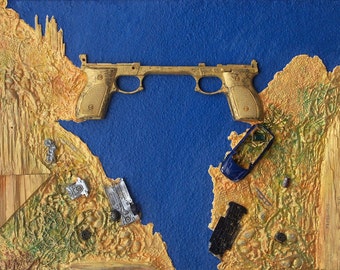 Bridge of War – found objects assemblage - mixed media