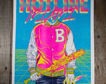 Hotline Miami, 11 x 14" Riso Prints, Blacklight Reactive Poster