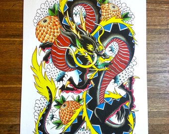Impressão de dragão, Braden Kendall 18 x 24" Impressão de belas artes
