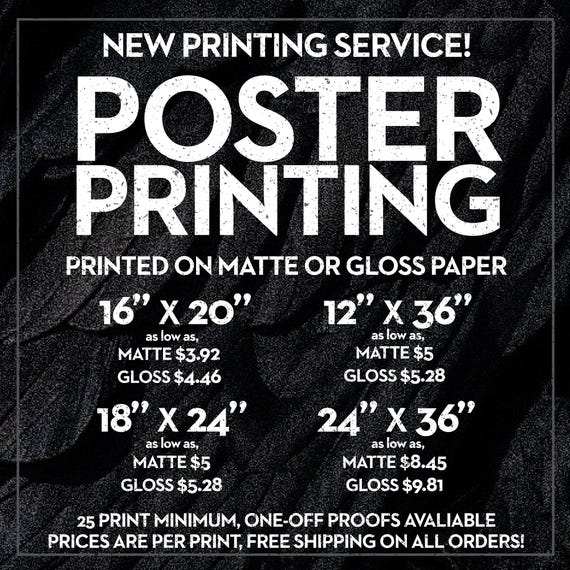 Poster Printing, 16 x 20", 18 x 24", 12 x 36", 24 x 36", Quality Printing