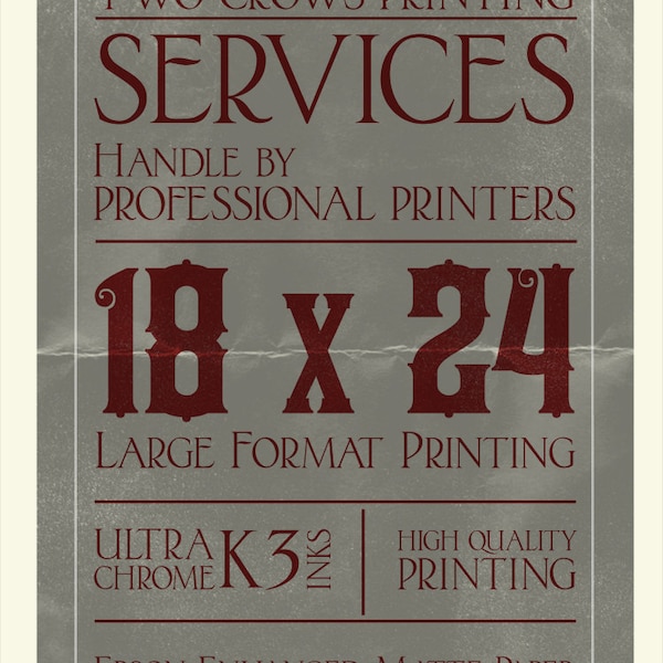 Printing, 16 x 20", 18 x 24", 20 x 30", 24 x 36" Epson Enhanced Matte, Poster Printing, Quality Printing