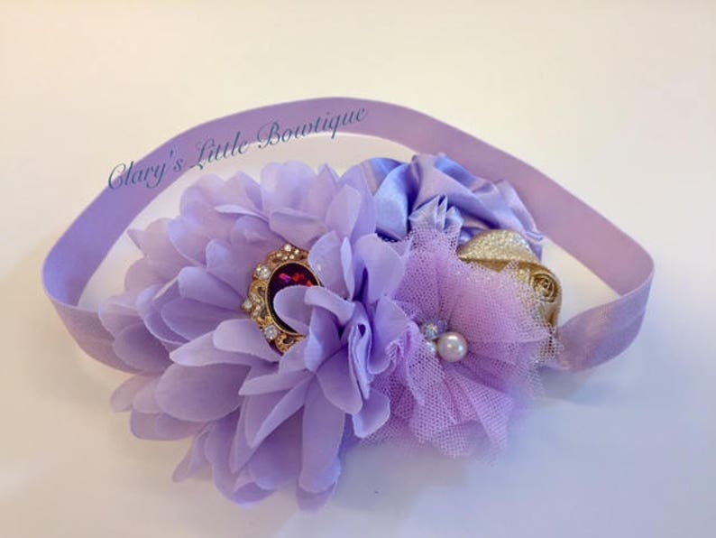 Lavender Headband First Birthday Pastel Colors Headband Sofia The First Headband Princess Party All Purple Headband Smash Cake