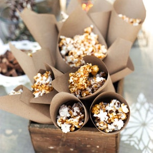 100 cones de papel KRAFT, cones de pétalas, cones de comida, cones personalizados, arremesso de casamento, arremesso, ecológico