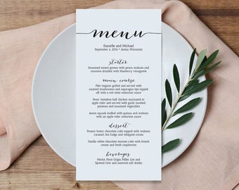 50 wedding menu 5.5" or 4.25", custom wedding menus, menu, wedding details, wedding, stationary, menu cards, invitations cards