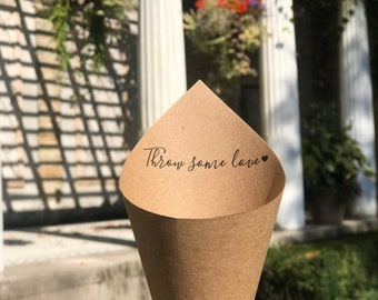 100 KRAFT Paper Cones, petal cones, food cones, custom cones, wedding toss, tossing, eco friendly